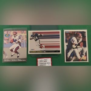 Thurman Thomas 1990’s Fleer Football Trading 3-Card *Lot